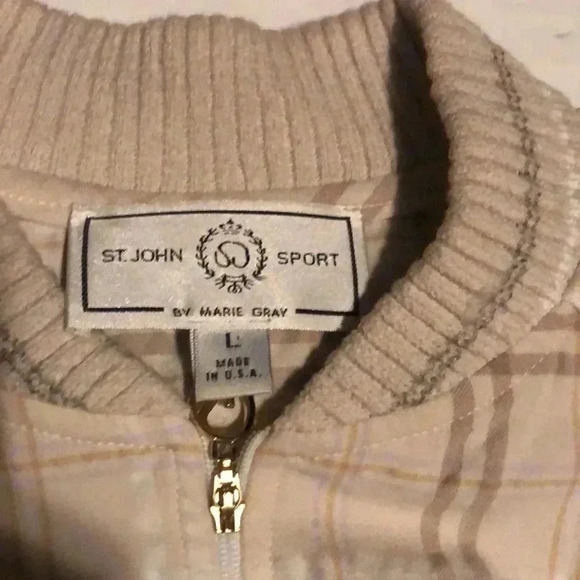 St John tan and cream long sleeve waist  length sport jacket L - Picture 3 of 3